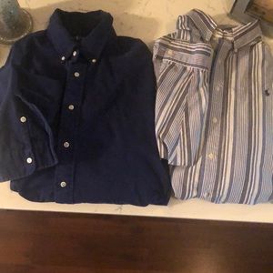 Two polo long sleeves. All blue and striped blue.
